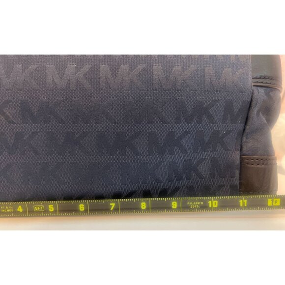 Michael Kors MK Jacquard Canvas Leather Large Drawstring Shoulder Tote Bag Purse - Picture 7 of 13